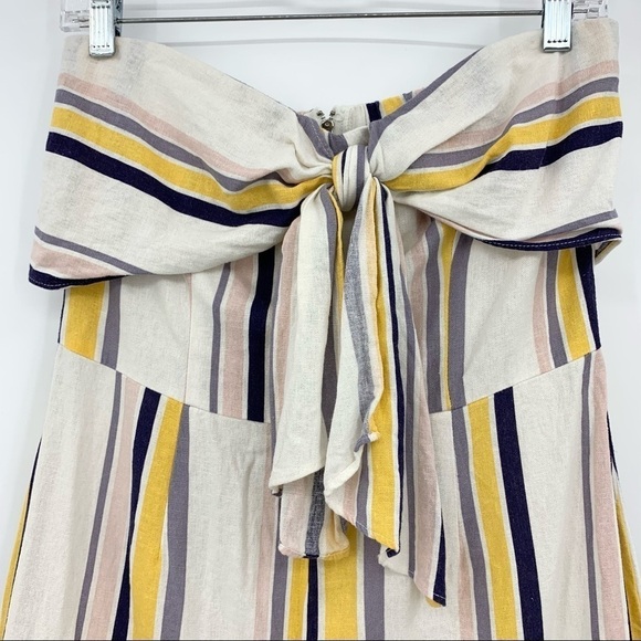 Gypsies & Moondust Strapless Striped Linen Blend Jumpsuit - Picture 4 of 10